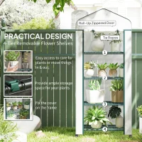 Outsunny 4 Tier Mini Portable Greenhouse Compact Plant Grow Shed Metal Frame PE Cover with Lockable Rolling Wheels, White(m-4)