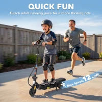 HOMCOM Foldable Electric Scooter, with LED Lights, for Ages 7-14 Years, Black(m-5)