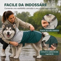 PawHut Impermeabile per Cani con Cappuccio, Foro per Guinzaglio e Strisce Riflettenti, per Cani di Taglia Gigante, Verde(m-5)