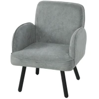 HOMCOM Lounge Chair Velvet Upholstered Armchair with Spring Cushion for Living Room Bedroom Grey(m-11)