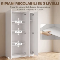 HOMCOM Armadio Guardaroba con Ripiani Regolabili e Ante Soft Close, 109x37x180 cm, Bianco(m-5)