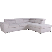 Canapé d'angle convertible réversible - 5 places - DAYTONA - Tissu texturé Beige - Coffre - 260 x 216 x 94 cm