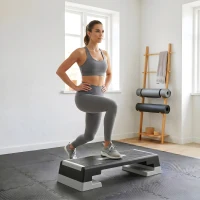 SPORTNOW Stepper ad Altezza Regolabile con Gradini Rimovibili e Fondo Antiscivolo, in ABS, 97x36x15/20/25 cm, Grigio(m-2)