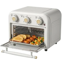 HOMCOM Four Friteuse à Air Chaud 12L, Four à Air Chaud Convection 1200 W avec Plaque de Cuisson, Panier de Friture, Crème(m-19)