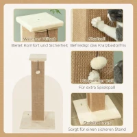 PawHut Kratzbaum Katzenbaum, inkl. Spielball, Plüsch, Jute, 41 cm x 41 cm x 81 cm, Beige(m-5)