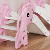 AIYAPLAY Scivolo per Bambini con Scaletta, Canestro da Basket e Pallone, Design Giraffa, per Bambini 1-3 Anni, Rosa(m-8)