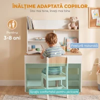 AIYAPLAY Birou pentru Copii, Masă de Studiu cu Bibliotecă și Sertar 3-8 Ani, Alb(m-7)