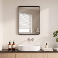HOMCOM Rectangular Wall Mirror with HD Glass - Black(m-10)