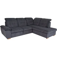Canapé d'angle convertible - BUNNY - Velours côtelé Anthracite - Coffre - 261 x 212 x 104 cm(m-4)