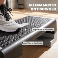 SPORTNOW Stepper ad Altezza Regolabile con Gradini Rimovibili e Fondo Antiscivolo, in ABS, 97x36x15/20/25 cm, Grigio(m-6)