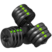SPORTNOW Haltères 2 en 1 réglables, haltères libres avec poignées antidérapantes, 30 KG - Barres incluses(m-1)