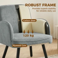 HOMCOM Lounge Chair Velvet Upholstered Armchair with Spring Cushion for Living Room Bedroom Grey(m-5)