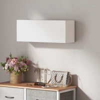 HOMCOM Mobiletto Bagno Pensile con Anta a Ribalta e Ripiani, 80x25x30 cm, Bianco(m-9)