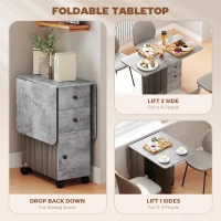 HOMCOM Multi-Storage Six-Person Drop Leaf Dining Table - Mixed Grey(m-5)