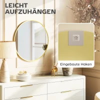 HOMCOM Wandspiegel, modernes Design, 61 x 61 cm, Gold(m-6)