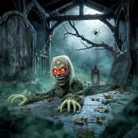 HOMCOM Halloween Decoration Halloween Animatronic Crawling Zombie with Light-Up Eyes and Creepy Sound(m-8)