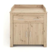 Chambre bébé Trio : Lit 70 x 140 cm + Commode a langer + Armoire AHOI - Chene - TREND TEAM(m-3)