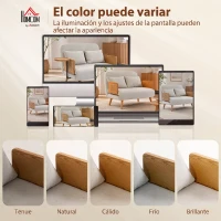 HOMCOM Sofá Cama 2 Plazas Convertible 3 en 1 Tapizado en Chenilla con Respaldo Ajustable Mesa Lateral 2 Almohadas Blanco Crema(m-8)