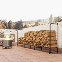 Outsunny Leñero de 1 m³ Regulable con Toldo Impermeable de PE y Metal 300x36x99 cm Negro y Verde Oscuro(m-9)