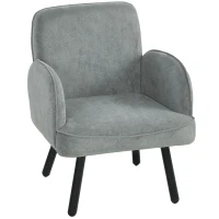 HOMCOM Lounge Chair Velvet Upholstered Armchair with Spring Cushion for Living Room Bedroom Grey(m-1)