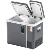 Outsunny 55L Compressor Car Fridge Freezer, Dual Zone Camping Refrigerator with App Control, Grey(m-1)