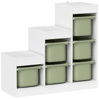 AIYAPLAY Toy Storage Organiser, Three-Layer Kids Toy Storage Units, with Removable Bins, for Ages 3-8 Years, Green(m-1)