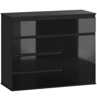 HOMCOM Modernes Sideboard, Stauraum-Sideboard mit 5 Schubladen, verstellbarem Regal, Soft-Close-Tür, Schwarz Hochglanz