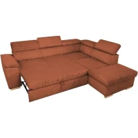 Canapé d'angle convertible réversible - 5 places - DAYTONA - Tissu Velours Terracotta - Coffre de rangement - L260 x H94 x P216 cm(m-4)