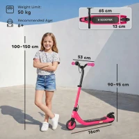 HOMCOM Electric Scooter for Kids 6+, Foldable E Scooter, Up to 8 KM/H, Maximum Range 6 KM, Adjustable Height, Pink(m-3)