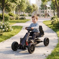 HOMCOM Kids Pedal Go Kart, with Adjustable Seat, EVA Wheels, Seat, Handbrake - Black(m-8)