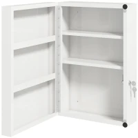 HOMCOM Botiquín de Pared con 6 Compartimentos Cerradura y 2 Llaves para Baño Cocina 40x18x60 cm Blanco(m-11)