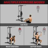 SPORTNOW Spiertrainingsstation met katrol, borsttrek - lat-pulldownmachine - halterbank voor spieropbouw(m-4)