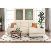 Canapé d'angle droit 4 places - PAUL in cord - Tissu Beige - 216 x 141 x 79 cm - Fabriqué en Ukraine(m-2)