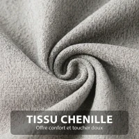 HOMCOM Fauteuil salon sans accoudoirs, chaise pivotante en tissu chenille imperméable, assise large, 75 x 95 x 90 cm gris clair(m-7)