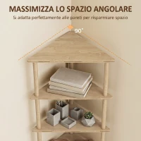 HOMCOM Scaffale Angolare a 5 Ripiani in Bambù, 41.5x21.5x114 cm, Legno(m-4)