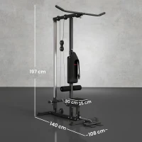 SPORTNOW Spiertrainingsstation met katrol, borsttrek - lat-pulldownmachine - halterbank voor spieropbouw(m-3)