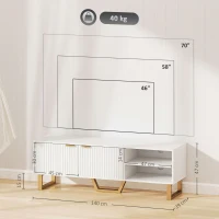 HOMCOM TV-Möbel TV-Bank für Fernseher bis 177,8 cm - 2-türiger gerillter Schrank, offenes Fach und Kabeldurchlässe(m-3)