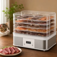 HOMCOM 5 Tier Food Dehydrator, 245W Stainless Steel Food Dryer Machine with Adjustable Temperature, Timer and LCD Display for Drying Fruit, Meat, Vegetable, Jerky and Pet Treat, White(m-8)
