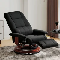 HOMCOM Reclining Swivel Chair, with Footrest - Black(m-9)