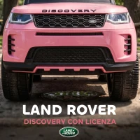AIYAPLAY Macchina Cavalcabile Licenza Land Rover con Maniglia e Barriera, in PP e Acciaio, 84x40x94.5 cm, Rosa(m-4)