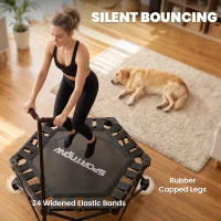 SPORTNOW 42" Foldable Mini Trampoline, One-Step Fold & Open, Rebounder Trampoline with 3-Level Adjustable Handle for Adults(m-7)