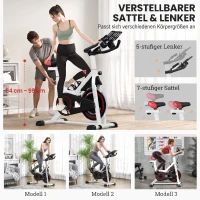 HOMCOM Heimtrainer, einstellbarer Widerstand, bis 120kg, Stahl, L103xB53xH100-114cm, Weiß/Schwarz(m-7)