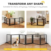 PawHut Wooden Pet Gate, Freestanding Dog Security Barrier with Two Support Feet - Black(m-4)