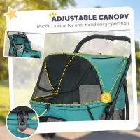 PawHut Dog Stroller, 3 Wheels Pet Stroller with Dual Entry, Easy One-Click Quick Fold, Mesh Windows, Washable Cushion(m-6)