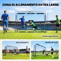 SPORTNOW Porta da calcio con rete e telaio in metallo, 3x2 m(m-6)