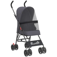 PawHut Dog Stroller, Foldable Cat Dog Pram for Miniature Breeds, Pet Stroller with Brake, Mesh Windows, Dark Grey(m-1)
