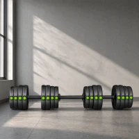 SPORTNOW Haltères 2 en 1 réglables, haltères libres avec poignées antidérapantes, 30 KG - Barres incluses(m-2)