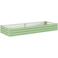 Outsunny Metal Raised Garden Bed Planter Box Outdoor Planters for Growing Flowers, Herbs, Green, Light Green(m-1)