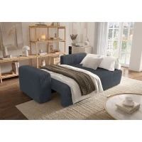 Canapé d'angle convertible réversible - 5 places - BOMBEY - Velours côtelé Gris anthracite - 264 x 162 x 85 cm(m-5)