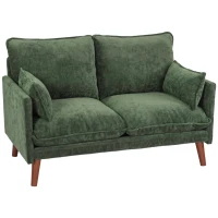 HOMCOM 2 Seater Sofa, Loveseat Sofa with Spring Cushions, Wide and Deep Seat, Wood Legs, Green(m-1)